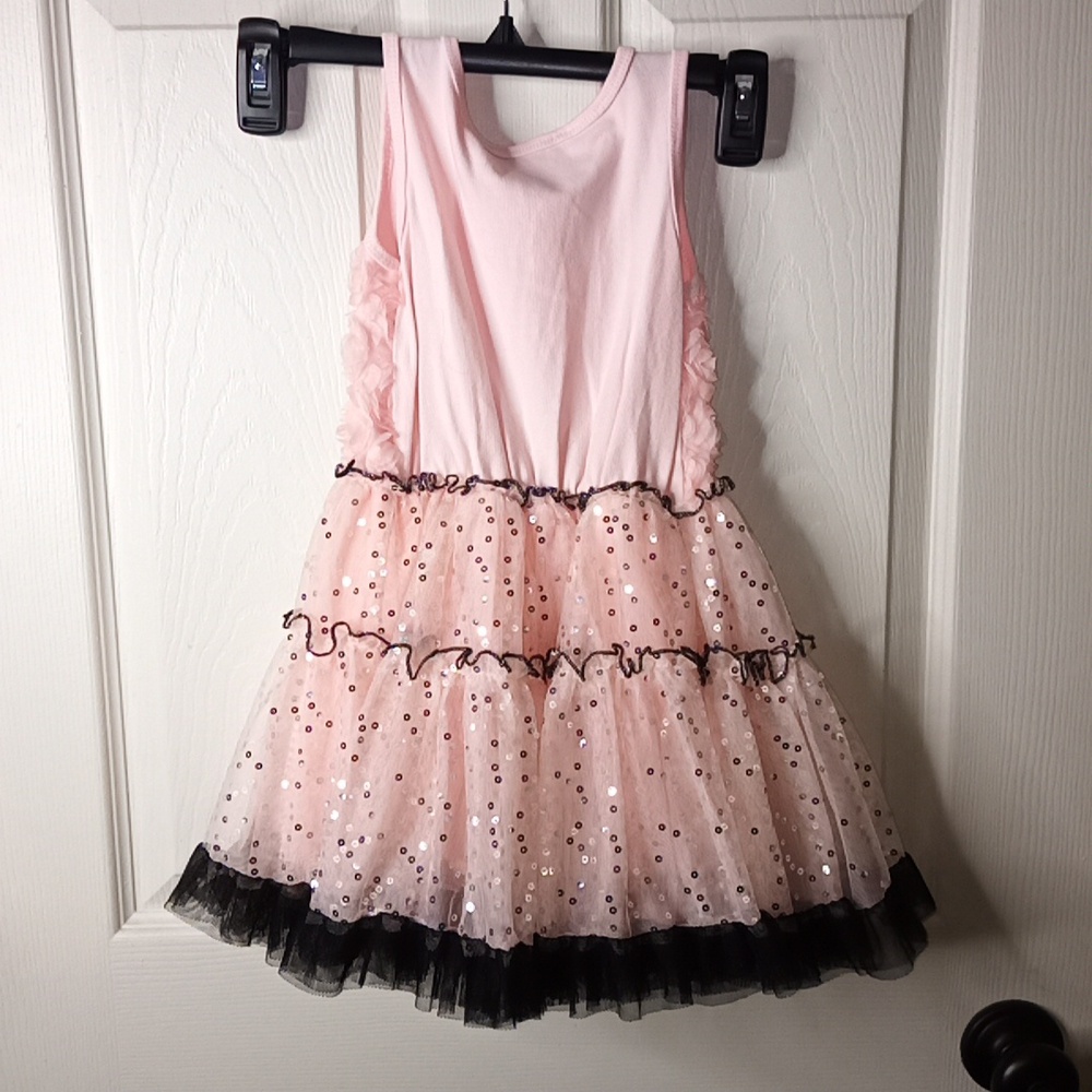 Girls Toddler Betsey Johnson Twirl Rosette Sequin Layered Dress Sz 4 - Picture 5 of 6